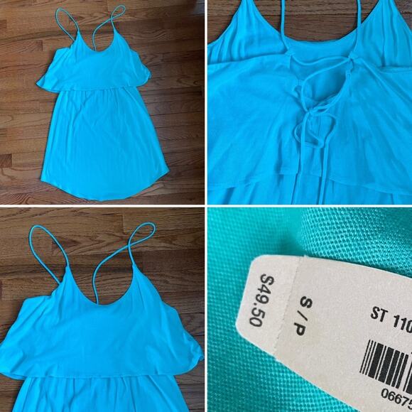 NWT $49 Victoria’s Secret Turquoise Blue Cotton Swim Cover Up SMALL NEW - Picture 1 of 7